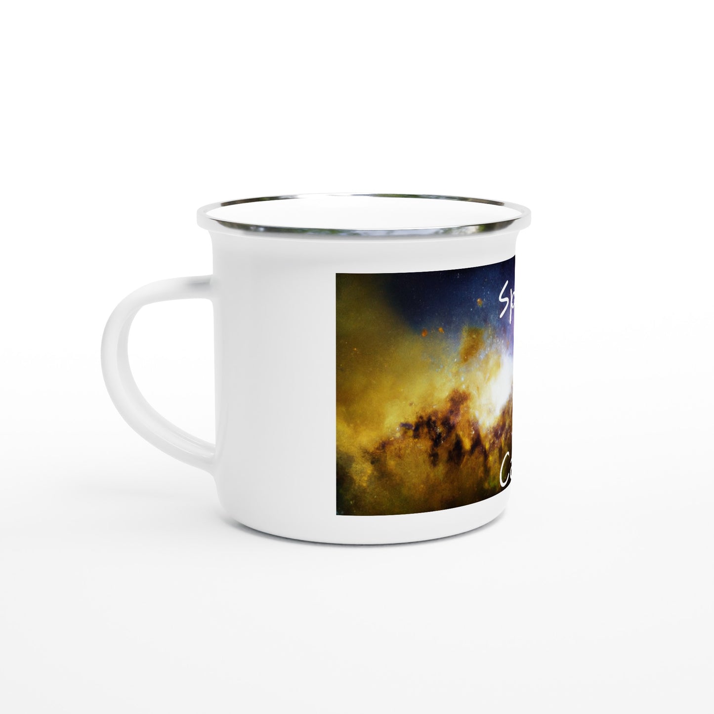 White 12oz Enamel Mug Space Cadet