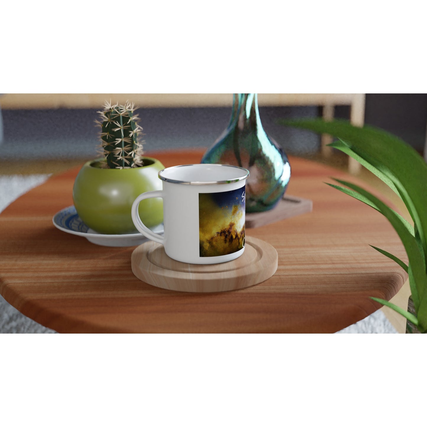 White 12oz Enamel Mug Space Cadet